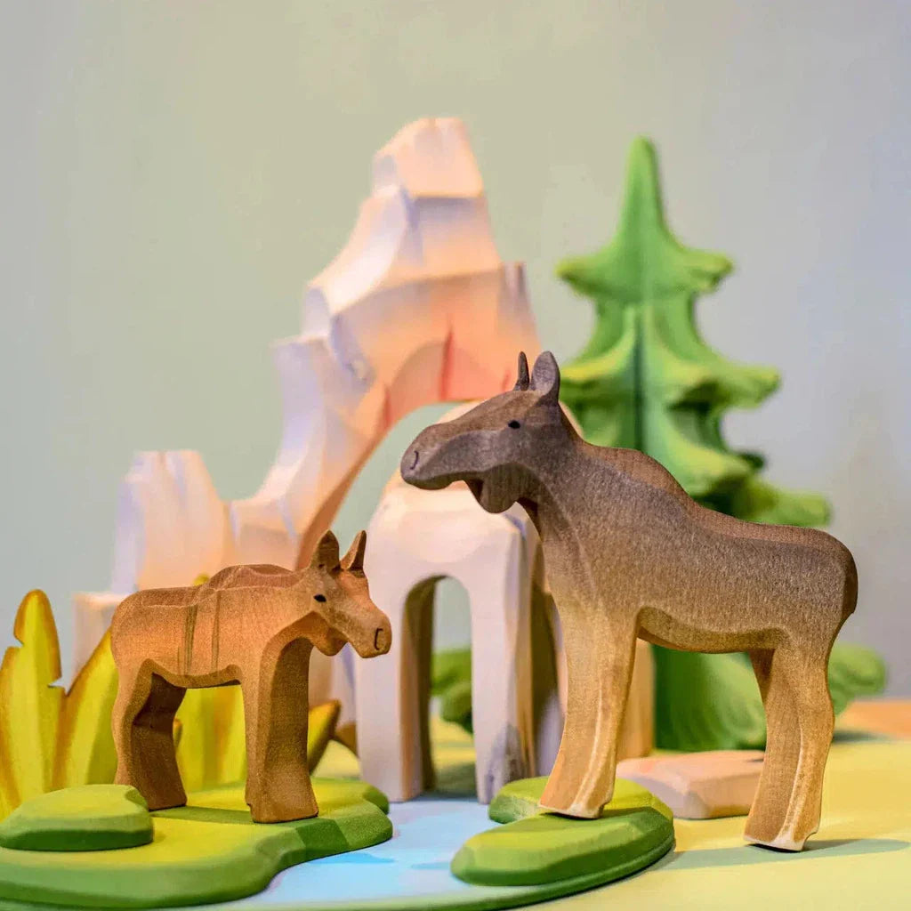 Trefigur Håndlaget Småbarnsvennlig Liten Elgku Bumbu Toys