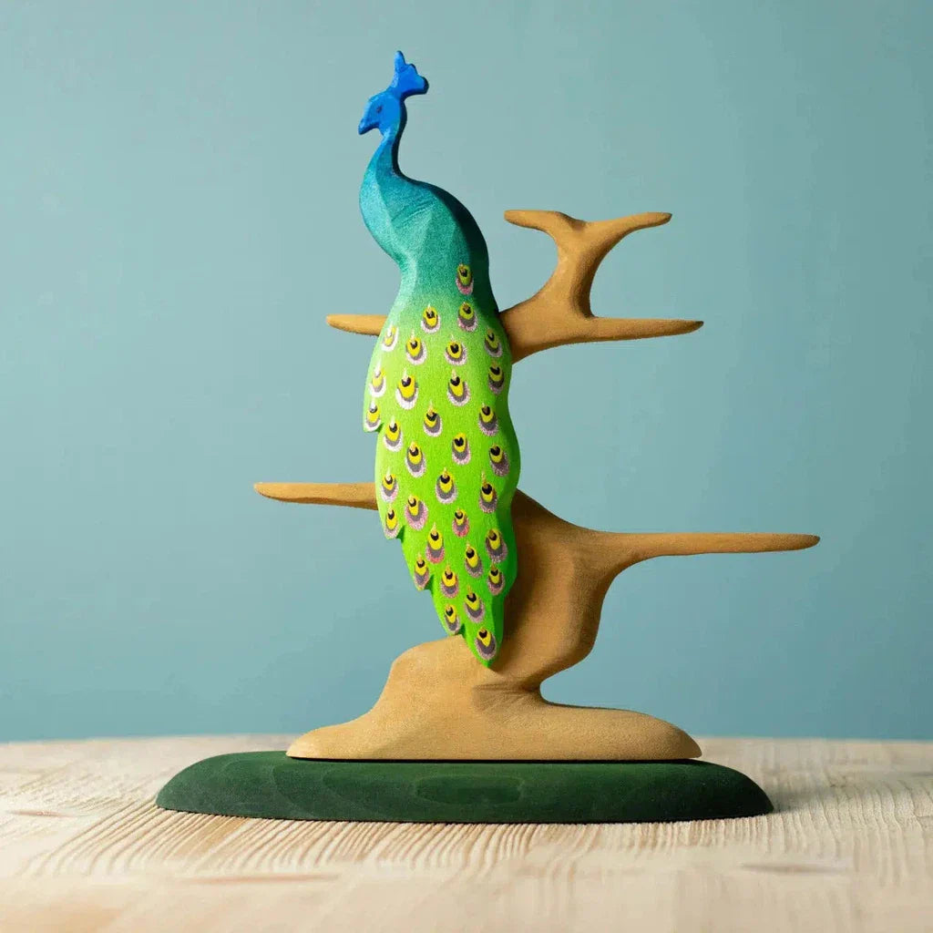 Trefigur I Tre Håndmalt Pedagogisk Liten Påfugl Bumbu Toys