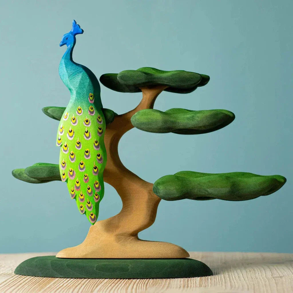 Trefigur I Tre Håndmalt Pedagogisk Liten Påfugl Bumbu Toys
