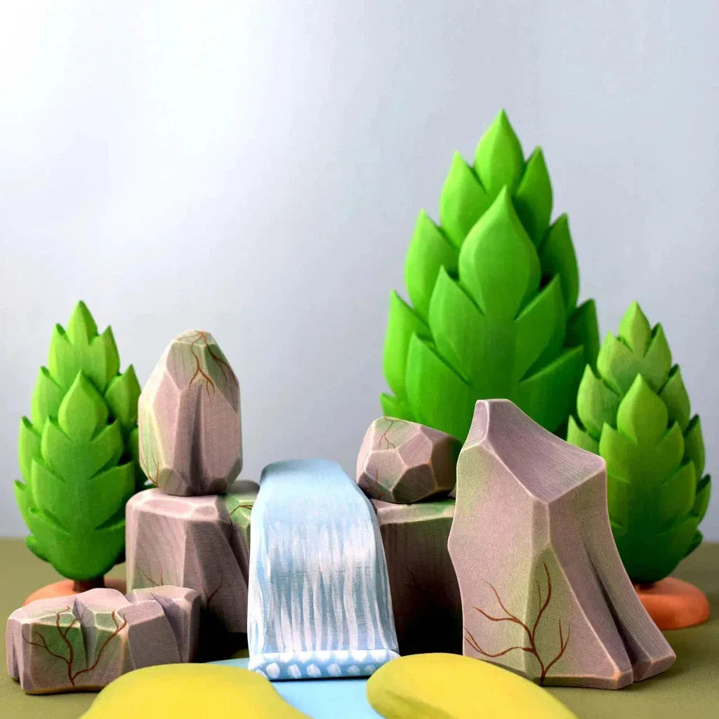 Trefigur Tre Håndlaget Sett Elv Foss Og Steiner Bumbu Toys