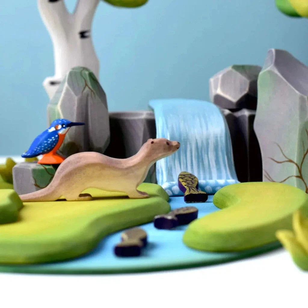 Trefigur Tre Håndlaget Sett Elv Foss Og Steiner Bumbu Toys