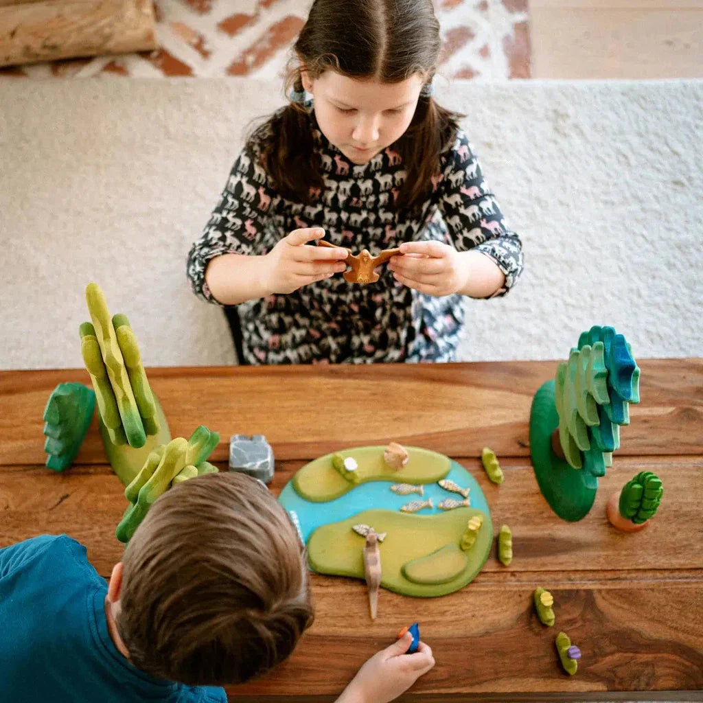 Trefigur Tre Håndlaget Sett Elv Foss Og Steiner Bumbu Toys