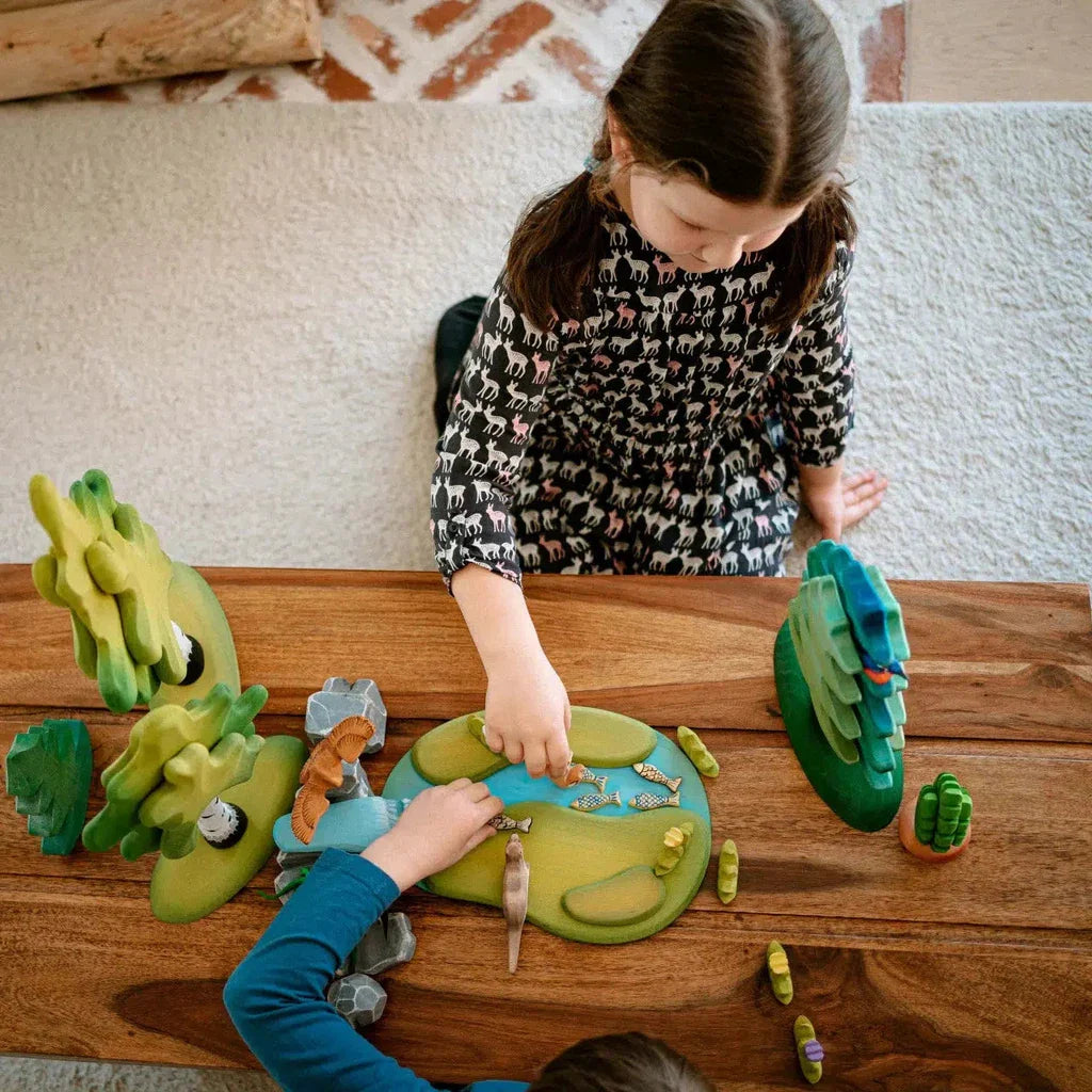 Trefigur Tre Håndlaget Sett Elv Foss Og Steiner Bumbu Toys