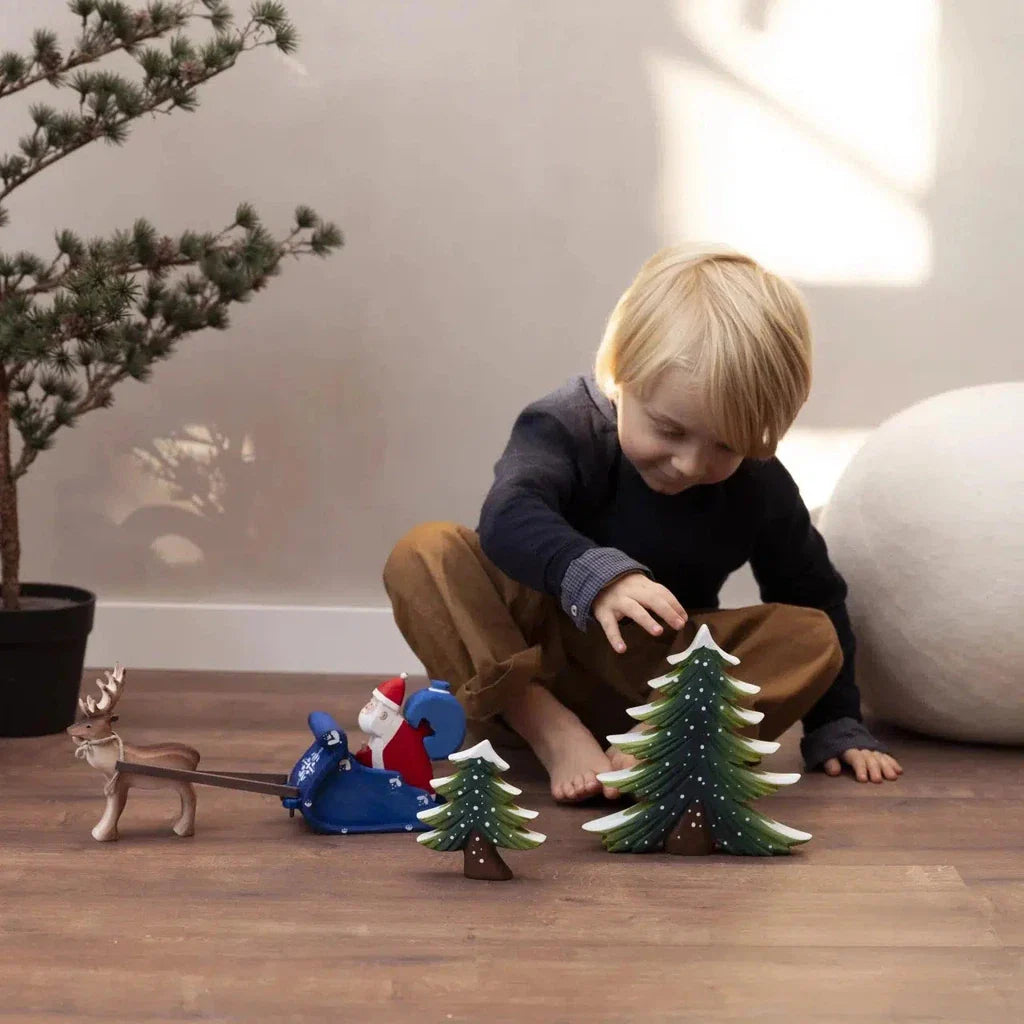 Trefigurer I Håndlaget Snødekt Furu Sett Bumbu Toys